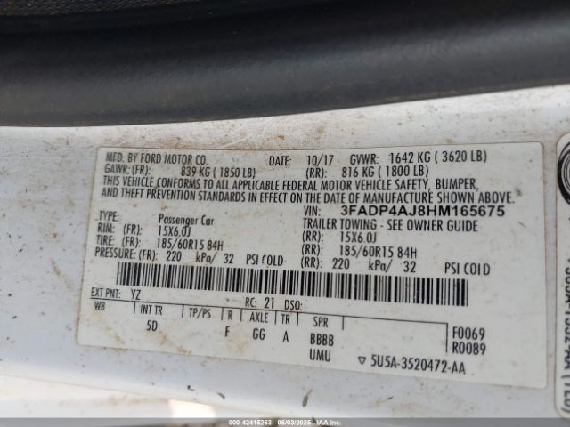 2017 FORD FIESTA 3FADP4AJ8HM165675 Photo 8