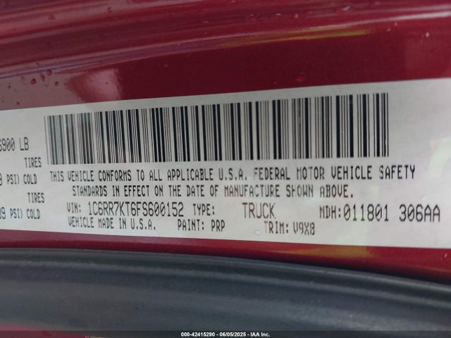 RAM 2015 2015 1C6RR7KT6FS600152 Image 9