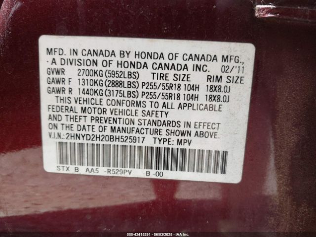 2011 ACURA MDX 2HNYD2H20BH525917 Photo 8
