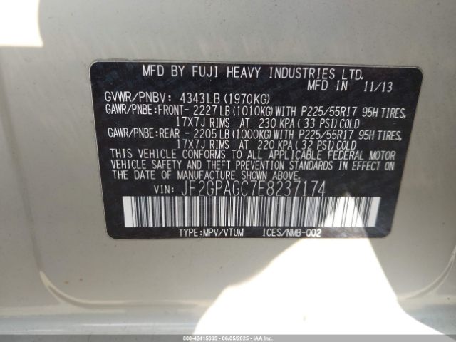 JF2GPAGC7E8237174 Subaru Xv Crosstrek 2.0i Limited
