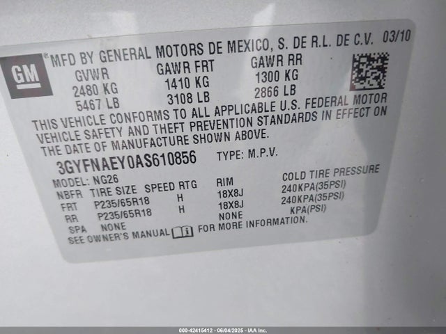 2010 CADILLAC SRX 3GYFNAEY0AS610856 Photo 8