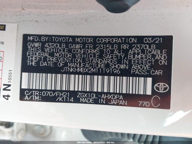 JTNKHMBX2M1119196 Toyota 3zr-fae