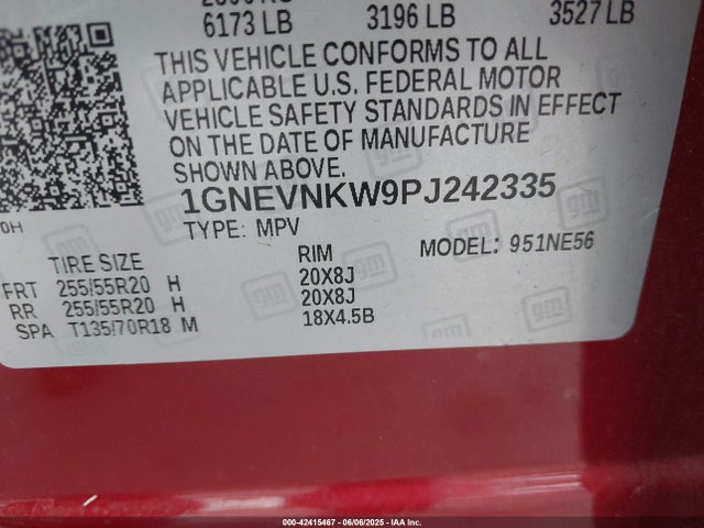 1GNEVNKW9PJ242335 Chevrolet lfy