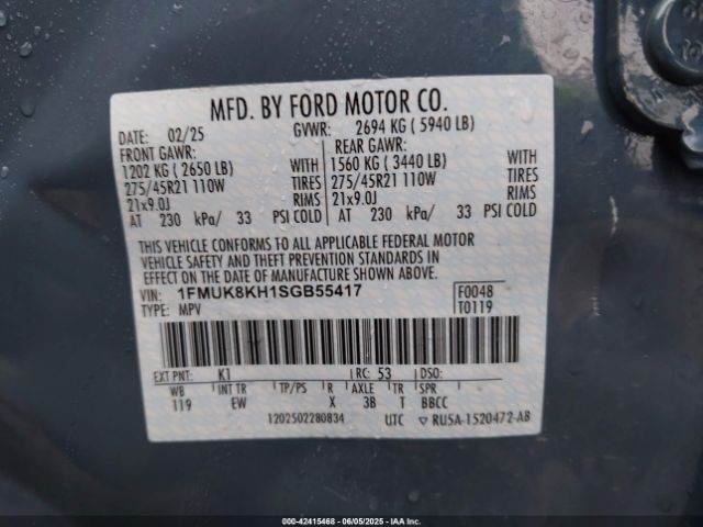 2025 FORD EXPLORER 1FMUK8KH1SGB55417 Photo 8