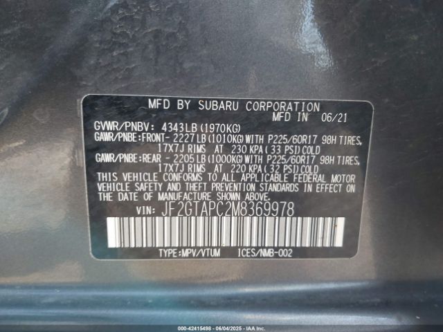 2021 SUBARU CROSSTREK JF2GTAPC2M8369978 Photo 8