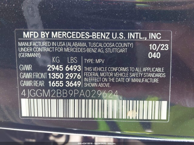 4JGGM2BB9PA029624 Mercedes-Benz ed