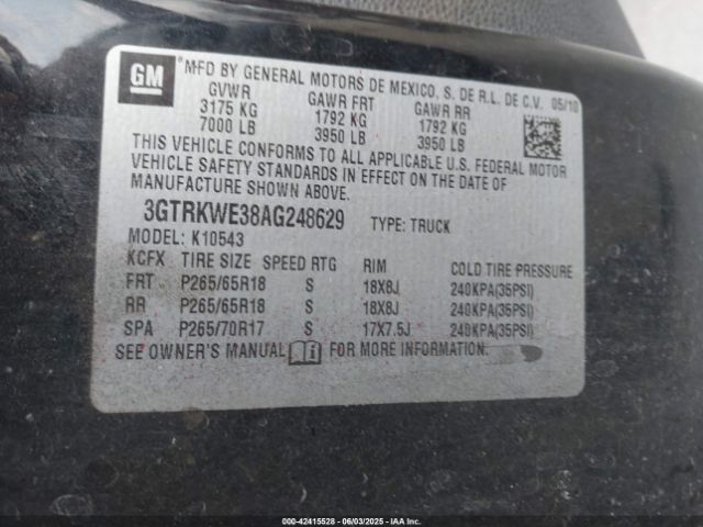 2010 GMC SIERRA 1500 3GTRKWE38AG248629 Photo 8