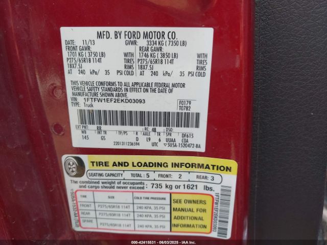 2014 FORD F-150 1FTFW1EF2EKD03093 Photo 8