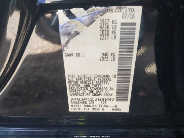 1N4AL3AP3GC269892 Nissan Altima
