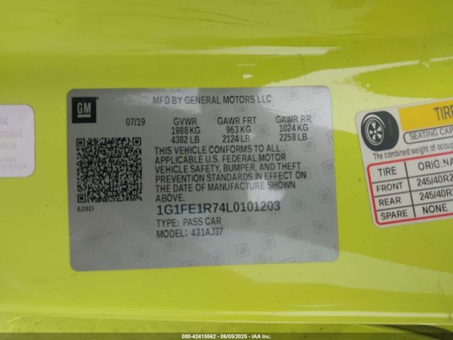 2020 CHEVROLET CAMARO 1G1FE1R74L0101203 Photo 8
