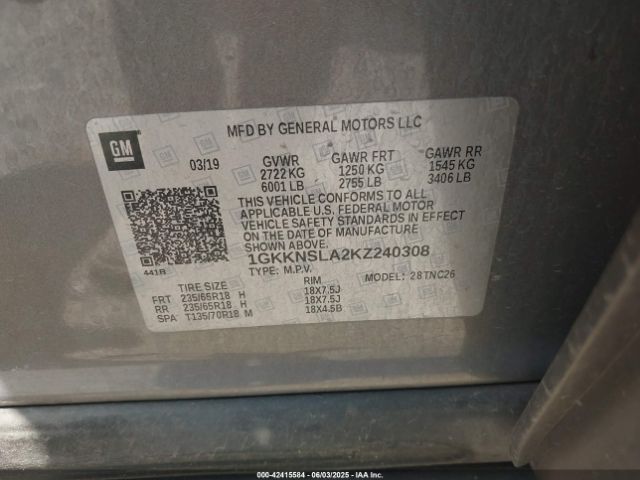 2019 GMC ACADIA 1GKKNSLA2KZ240308 Photo 8
