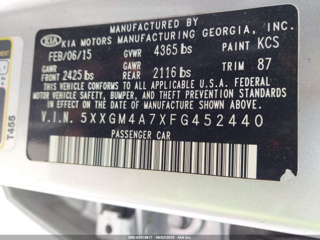 5XXGM4A7XFG452440 KIA Optima Lx