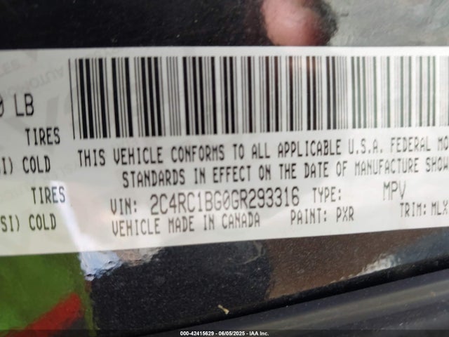 2C4RC1BG0GR293316 Chrysler Town and Country