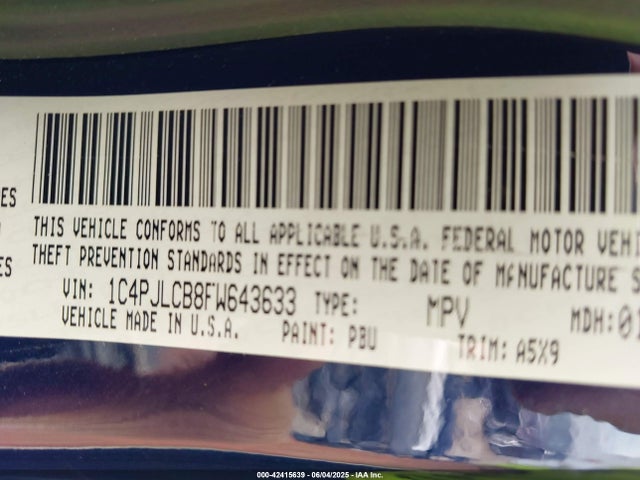 1C4PJLCB8FW643633 Jeep 2015