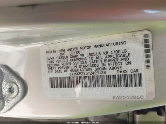 2000 CHEVROLET PRIZM 1Y1SK5285YZ429138 Photo 8