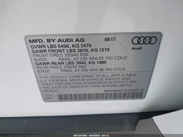 2018 AUDI Q5 WA1BNAFY5J2052172 Photo 8