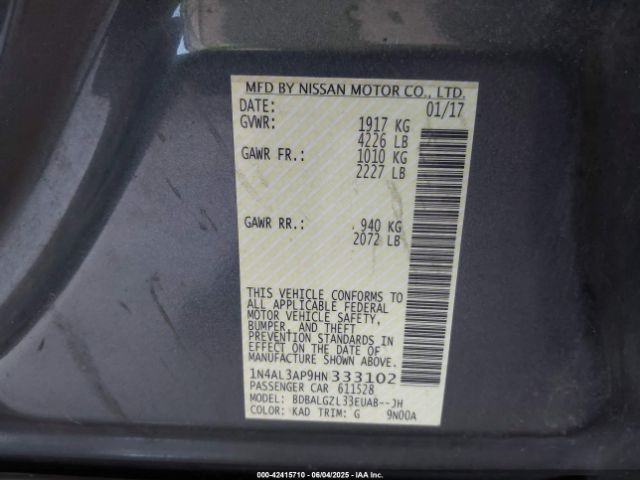 2017 NISSAN ALTIMA 1N4AL3AP9HN333102 Photo 8