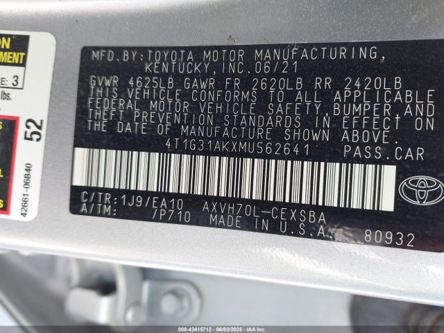 4T1G31AKXMU562641 Toyota a25a-fxs