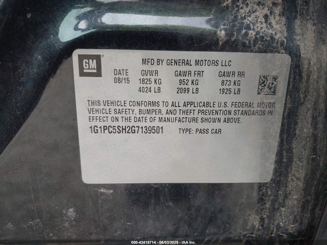 1G1PC5SH2G7139501 Chevrolet luw - e85 max