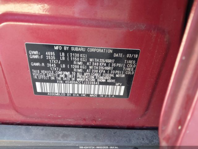 2018 SUBARU OUTBACK 4S4BSACC1J3339845 Photo 8