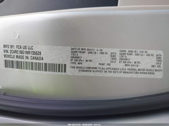 2022 CHRYSLER PACIFICA 2C4RC1BG1NR135628 Photo 8