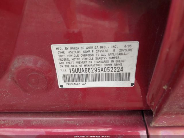 2005 ACURA TL 19UUA66295A052224 Photo 8