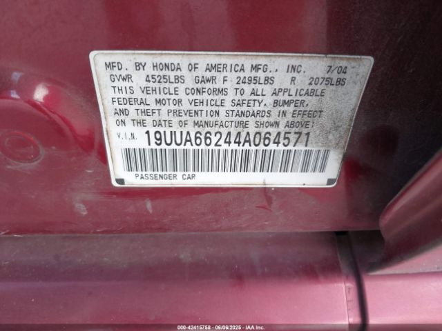 2004 ACURA TL 19UUA66244A064571 Photo 8