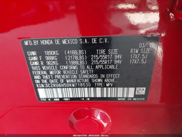 3CZRU6H50KM718530 Honda HR-V EX
