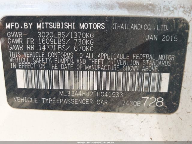 2015 MITSUBISHI MIRAGE ML32A4HJ2FH041933 Photo 8