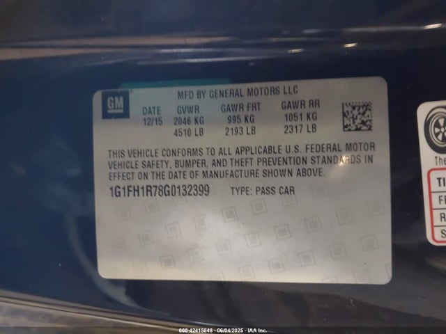 1G1FH1R78G0132399 Chevrolet lt1 - di, afm, vvt, ho, alum, gmna