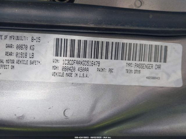 1C3CDFAAXGD516479 Dodge DART SE