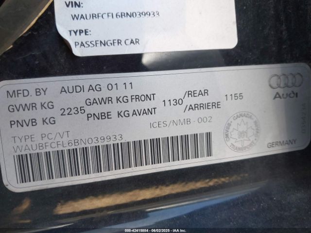 2011 AUDI A4 WAUBFCFL6BN039933 Photo 8