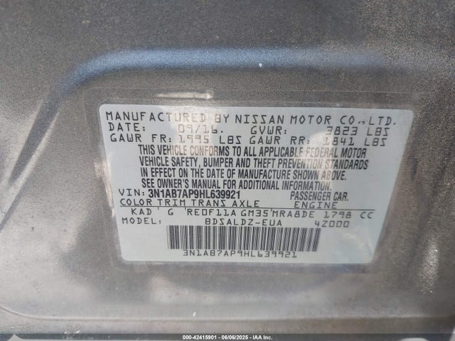 Nissan Sentra 2017 3N1AB7AP9HL639921 Image 9