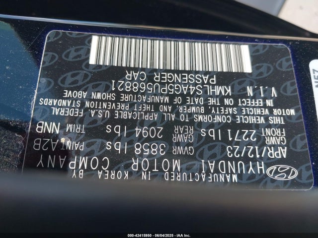 KMHLS4AG5PU568821 Hyundai mpi nu pe