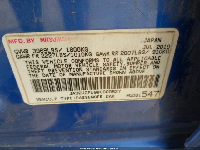 2011 MITSUBISHI LANCER JA32U2FU9BU000527 Photo 8