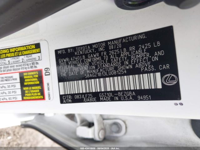 2020 LEXUS ES 350 58AGZ1B13LU081254 Photo 8