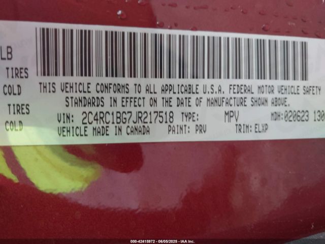 2018 CHRYSLER PACIFICA 2C4RC1BG7JR217518 Photo 8