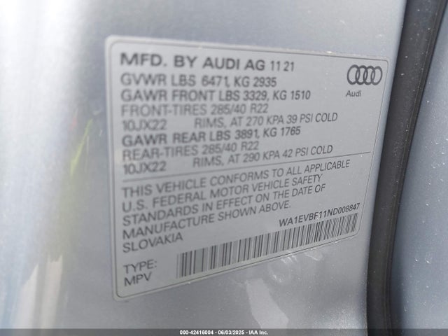 2022 AUDI Q8 WA1EVBF11ND008847 Photo 8