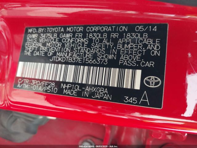 JTDKDTB37E1566373 Toyota Prius C Three