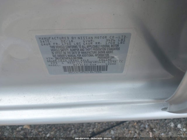 3N1CN7AP4JL867086 Nissan 2018
