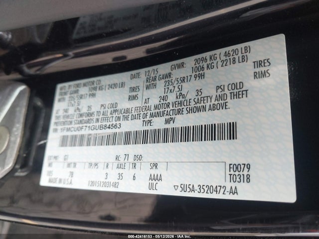 Ford ESCAPE S 2016 1FMCU0F71GUB84563 Image 9