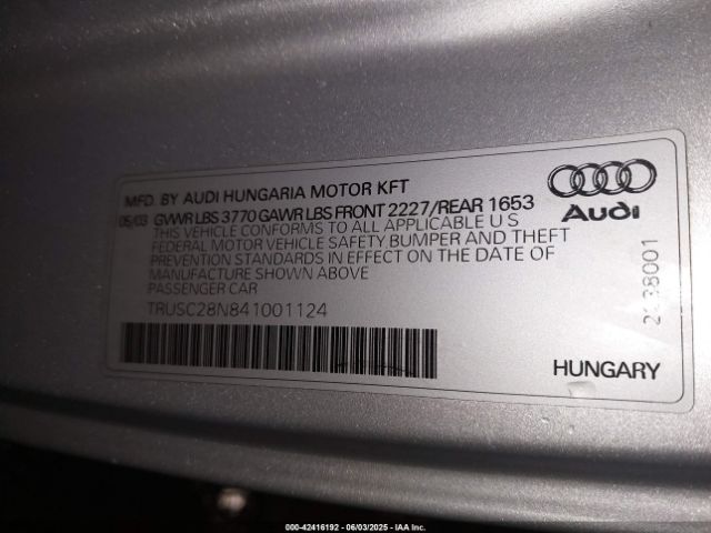 2004 AUDI TT TRUSC28N841001124 Photo 8