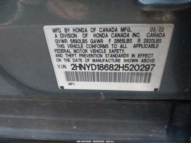 2002 ACURA MDX 2HNYD18682H520297 Photo 8