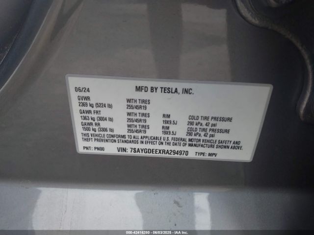 7SAYGDEEXRA294970 Tesla Model Y