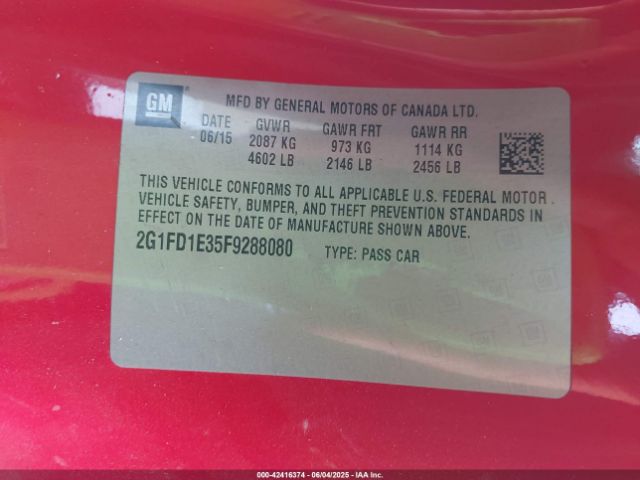 2015 CHEVROLET CAMARO 2G1FD1E35F9288080 Photo 8