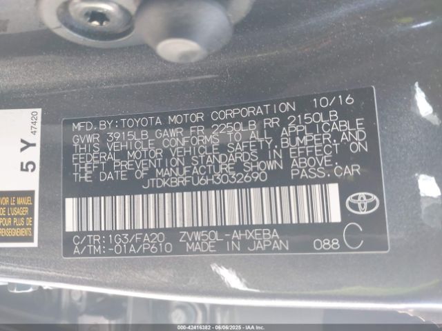 2017 TOYOTA PRIUS JTDKBRFU6H3032690 Photo 8
