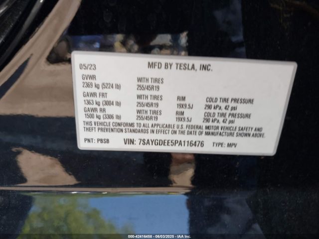 7SAYGDEE5PA116476 Tesla 2023