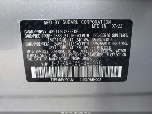 JF2SKAPCXNH496038 Subaru na u5