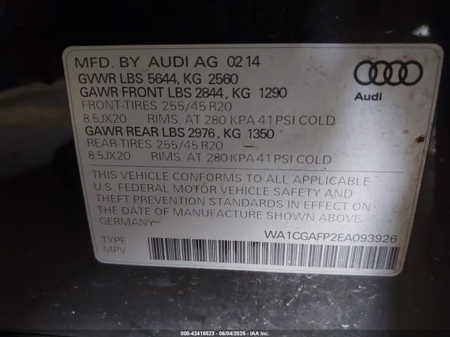 2014 AUDI SQ5 WA1CGAFP2EA093926 Photo 8