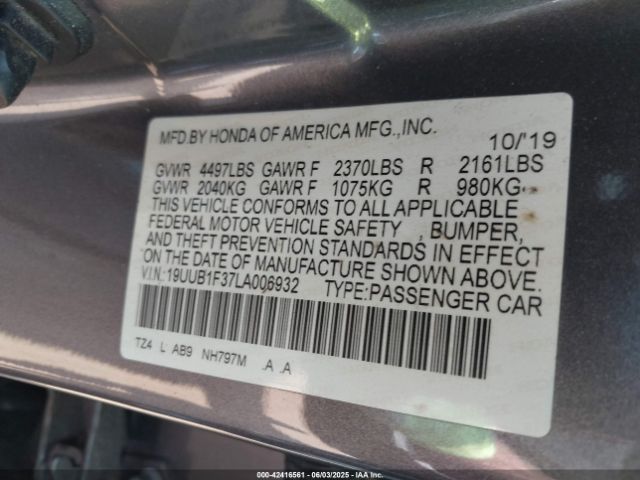 2020 ACURA TLX 19UUB1F37LA006932 Photo 8